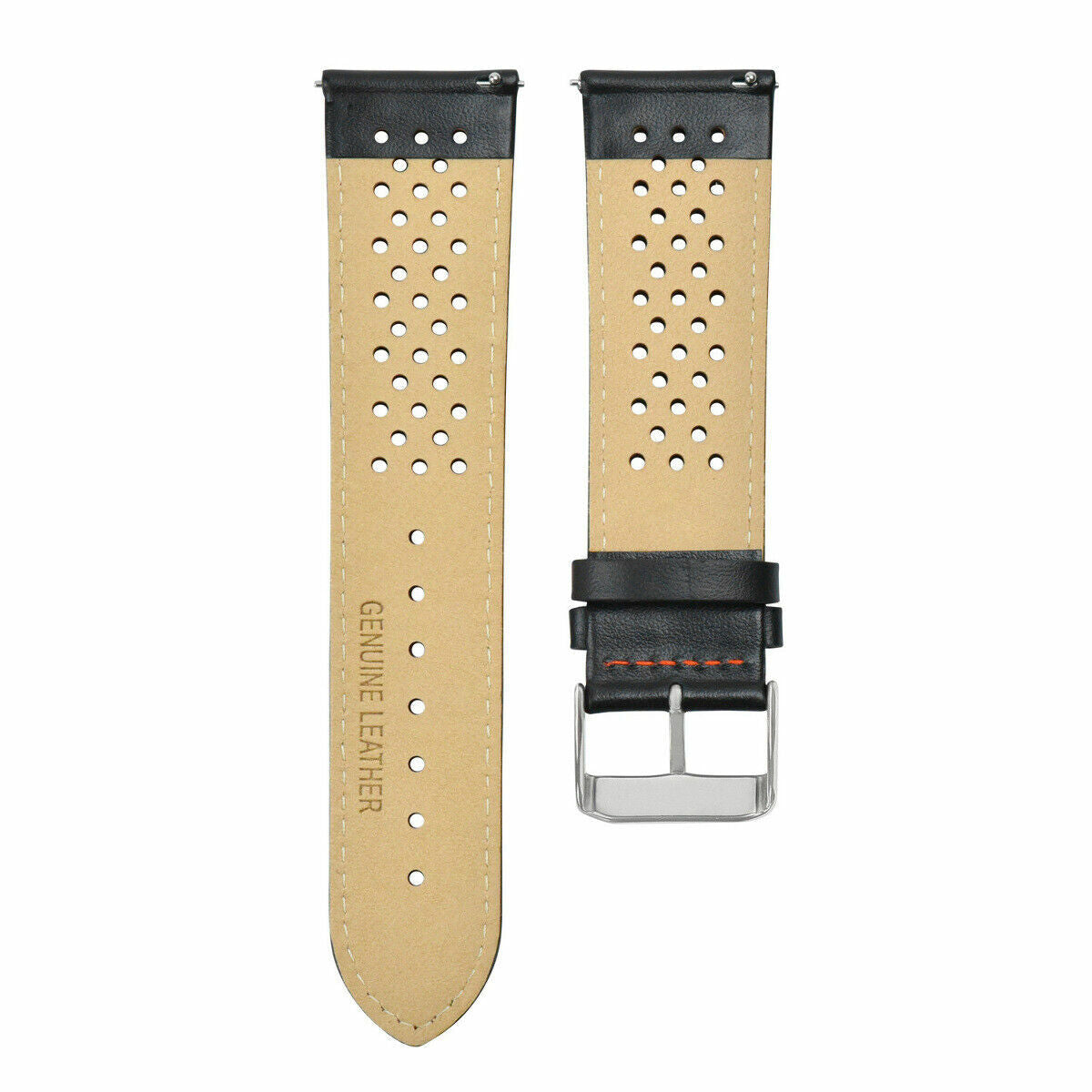 22MM LEATHER STRAP FOR TISSOT V8 T361316A T039417A T106417A PERFORATED BLACK OS