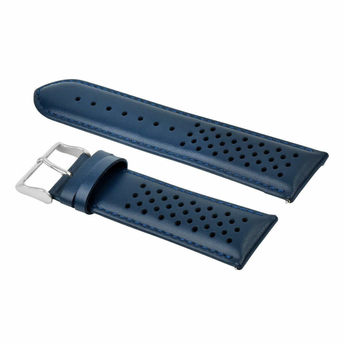 22MM FOR TAG HEUER CARRERA PERFORATED LEATHER STRAP WATCHBAND QUICK RELEASE BLUE