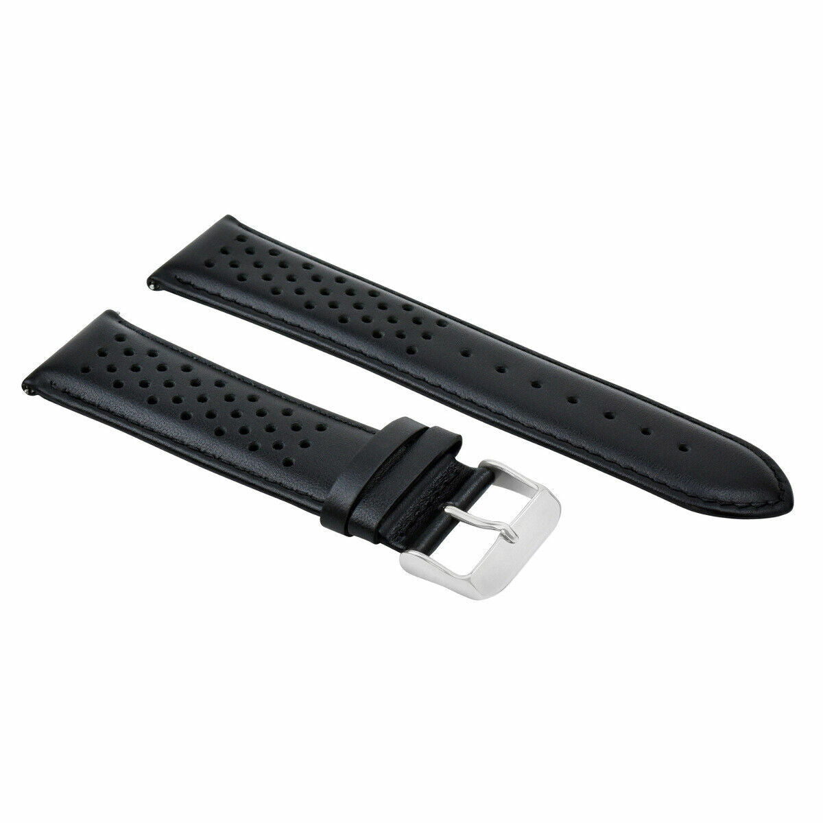 24MM FOR TAG HEUER CARRERA PERFORATED LEATHER STRAP WATCHBAND QUICK RELEASE BLAC