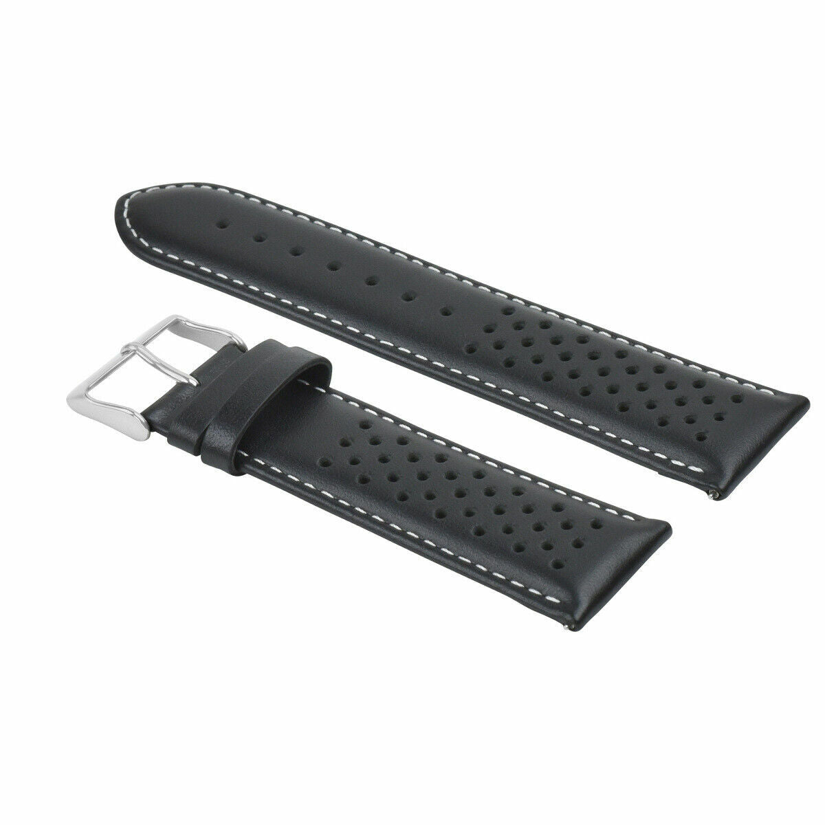 24MM FOR TAG HEUER PERFORATED LEATHER STRAP WATCHBAND QUICK RELEASE BLACK