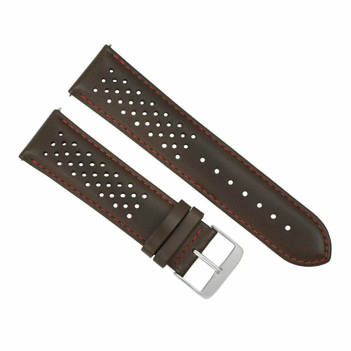 24MM FOR TAG HEUER PERFORATED LEATHER STRAP WATCHBAND QUICK RELEASE DARK BROWN