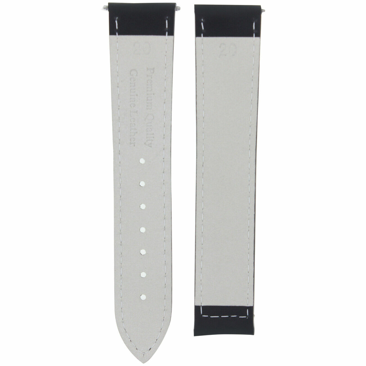 20MM 22MM 24MM REPLACEMENT LEATHER WATCH BAND STRAP WITH CLASP FOR OMEGA, Black with Orange Stitching, front view
