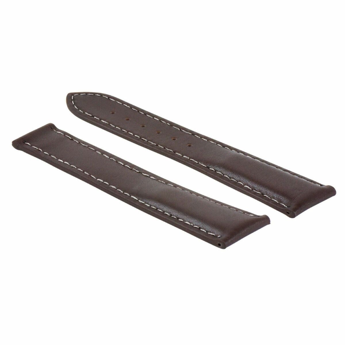 20MM 22MM 24MM REPLACEMENT LEATHER WATCH BAND STRAP WITH CLASP FOR OMEGA, Brown with White Stitching, view 4