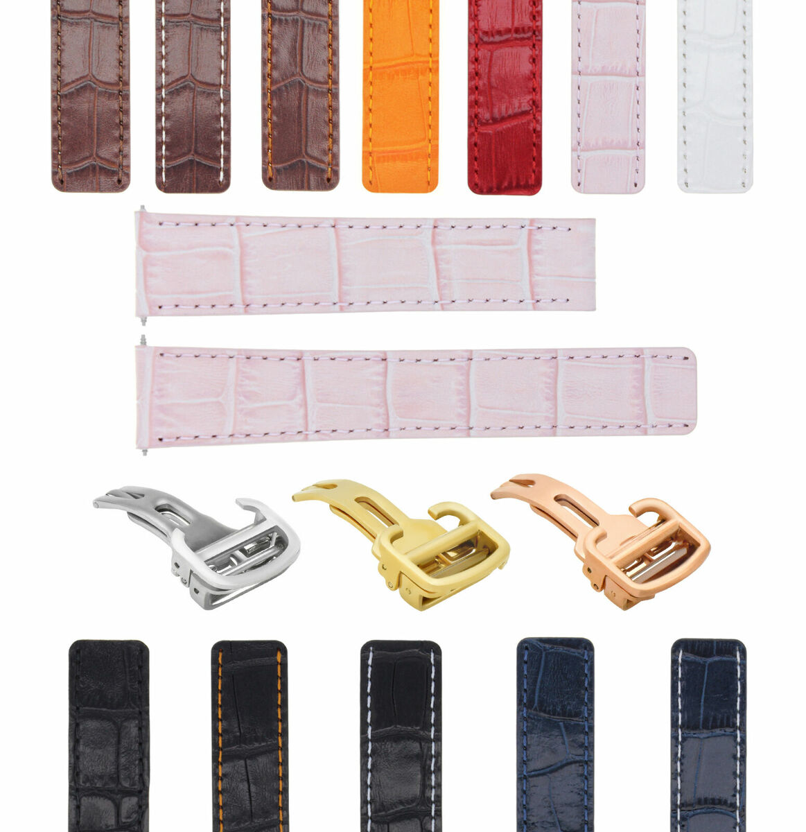 18-20MM LEATHER WATCH BAND STRAP FOR CARTIER TANK SOLO FRANCAISE DEPLOYMEN CLASP