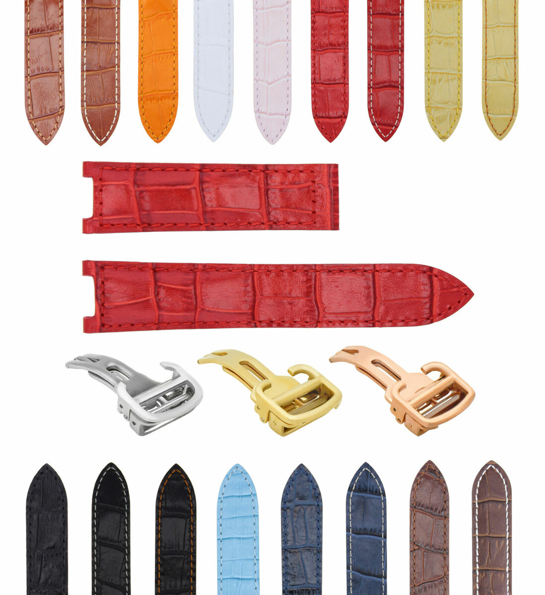 LEATHER WATCH BAND STRAP FITS CARTIER PASHA 35-38-42MM CHRONOGRAPH - 20MM