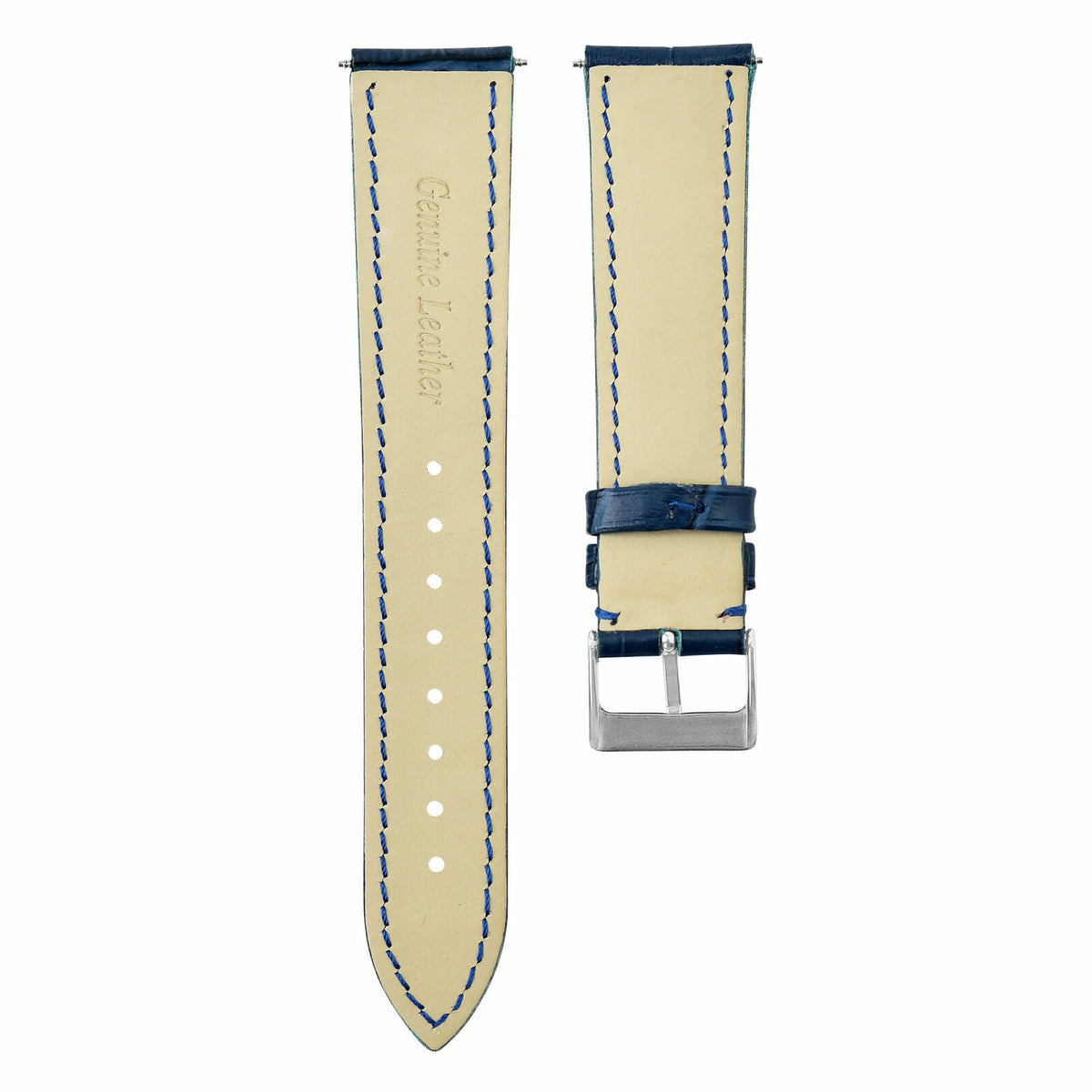 20MM 22MM 24MM GENUINE REPLACEMENT LEATHER WATCH BAND STRAP FOR PATEK PHILIPPE, Blue, front view