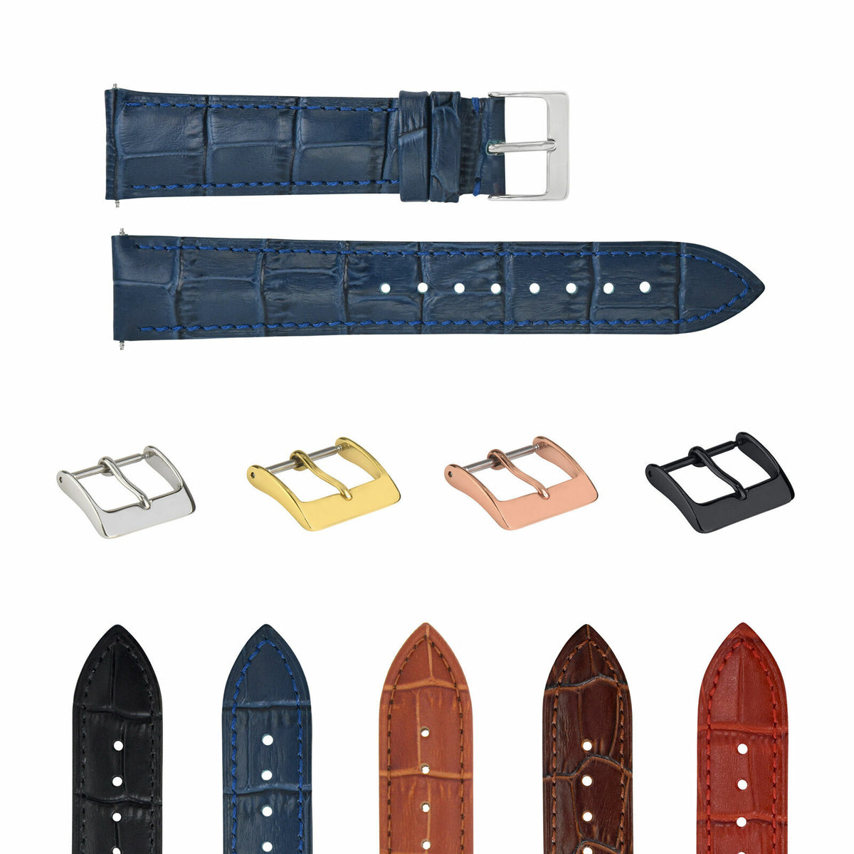 20MM 22MM 24MM GENUINE REPLACEMENT LEATHER WATCH BAND STRAP FOR PATEK PHILIPPE, Blue