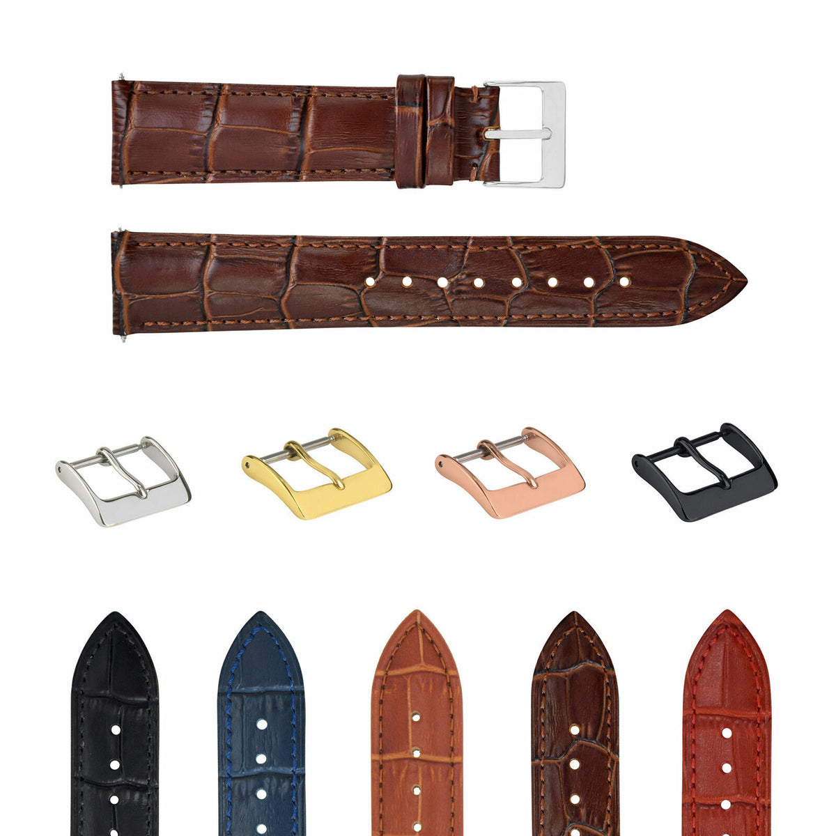 20MM 22MM 24MM GENUINE REPLACEMENT LEATHER WATCH BAND STRAP FOR PATEK PHILIPPE, Dark Brown
