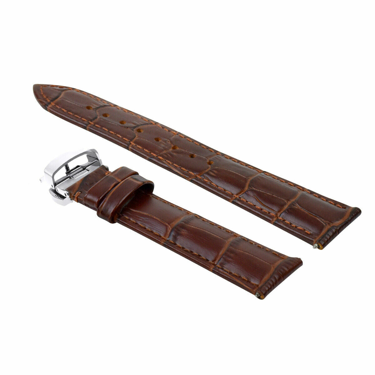 20-22-24MM LEATHER WATCH BAND STRAP FOR PATEK PHILIPPE + DEPLOYMENT CLASP, Dark Brown, view 3