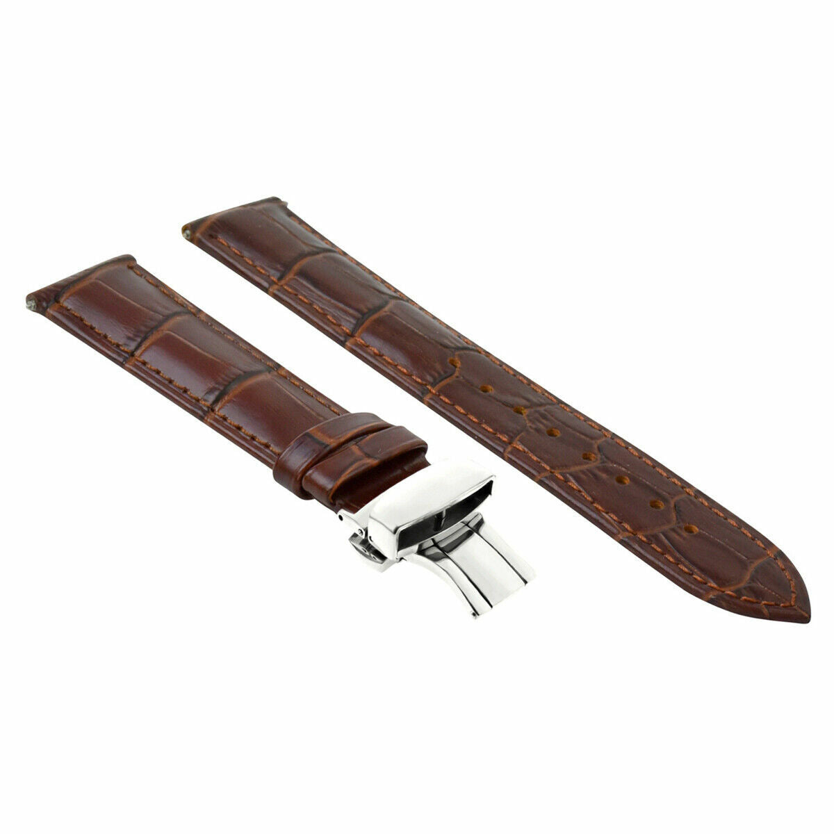 20-22-24MM LEATHER WATCH BAND STRAP FOR PATEK PHILIPPE + DEPLOYMENT CLASP, Dark Brown, view 4