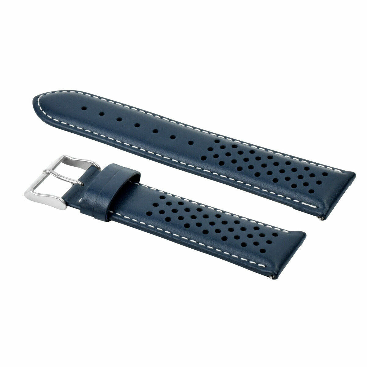 PERFORATED LEATHER RALLY WATCH STRAP BAND - QUICK RELEASE - 19MM