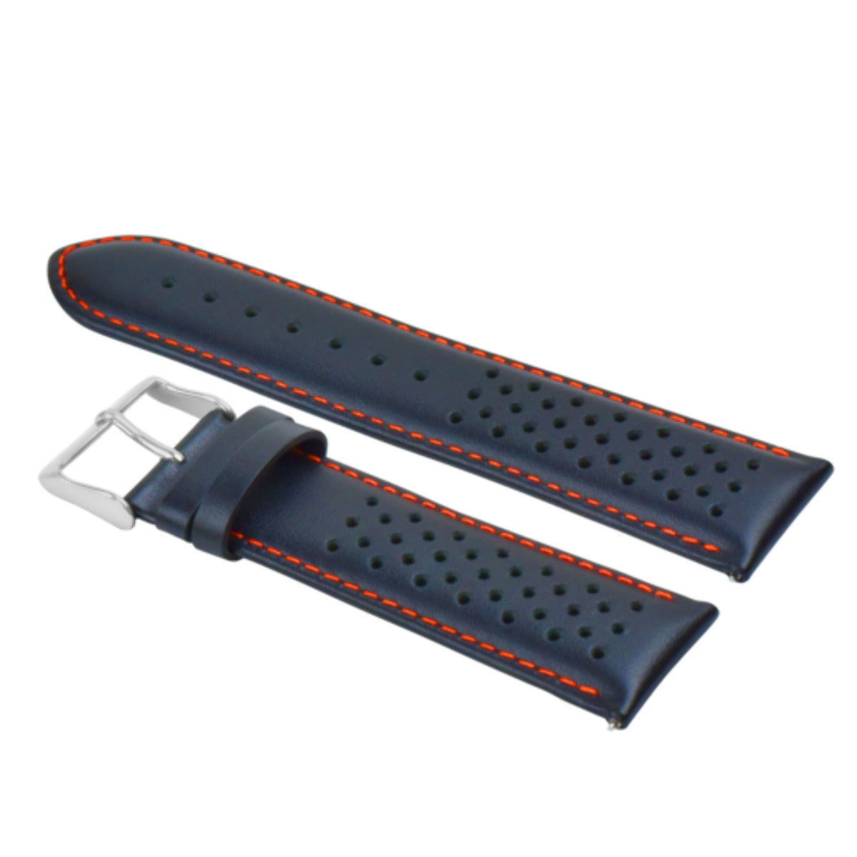 PERFORATED LEATHER RALLY WATCH STRAP BAND - QUICK RELEASE - 19MM
