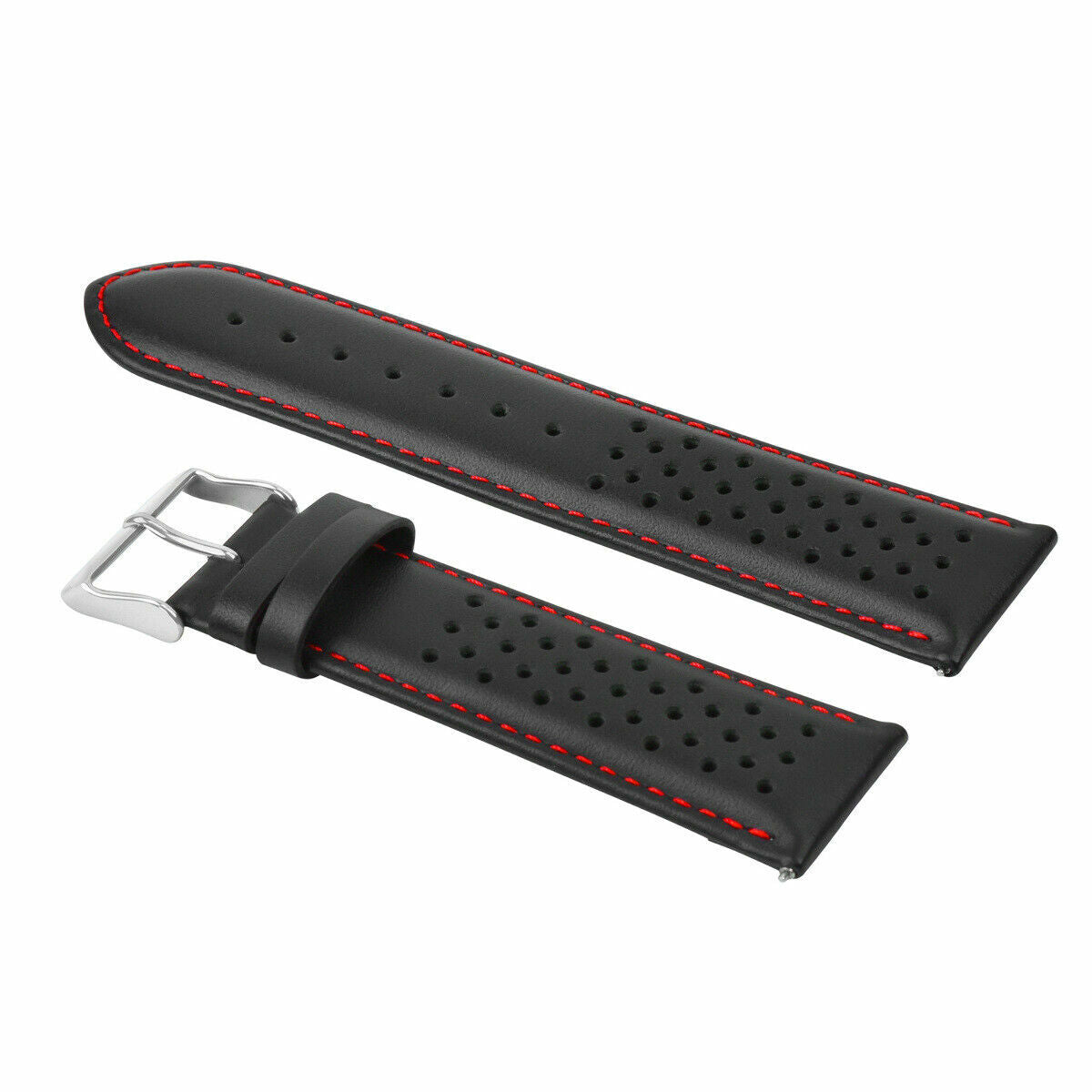 PERFORATED LEATHER RALLY WATCH STRAP BAND - QUICK RELEASE - 24MM