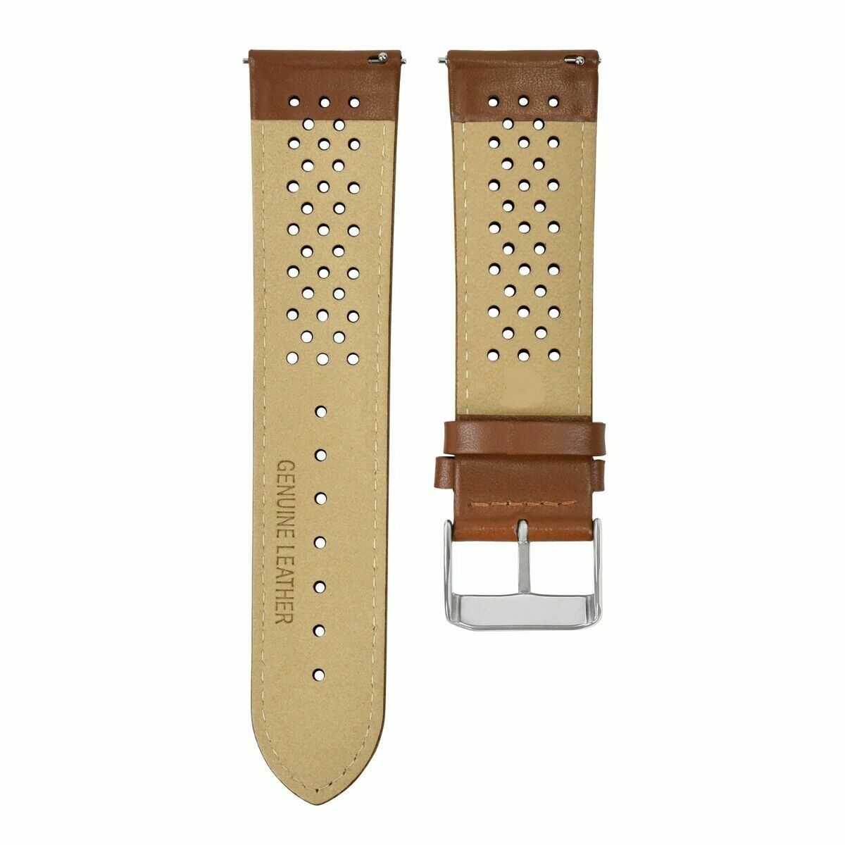 18-19-20-21-22-23-24MM PERFORATED LEATHER WATCH BAND STRAP FOR CITIZEN EZ RELEAS - Silver