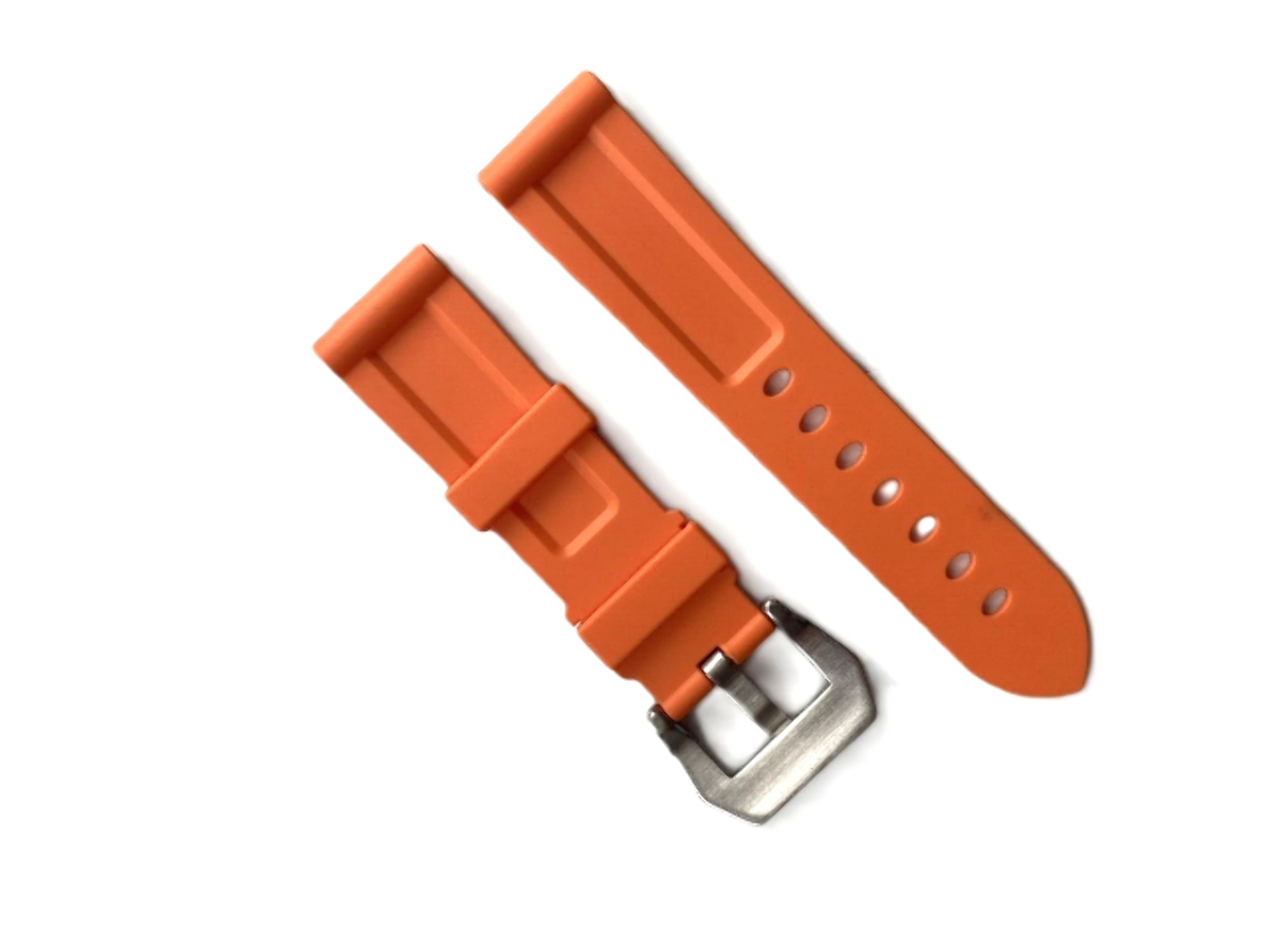 24MM SILICONE RUBBER WATCH BAND FOR PAM 44MM PANERAI LUMINOR RADIOMIR ORANGE