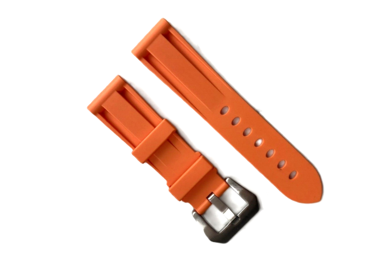 24MM SILICONE RUBBER WATCH BAND FOR PAM 44MM PANERAI LUMINOR RADIOMIR ORANGE