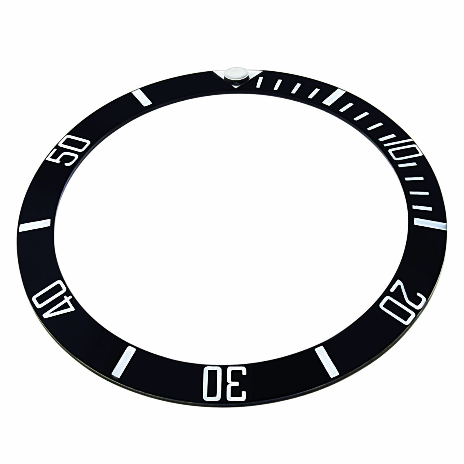REPLACEMENT BEZEL INSERT BLACK WITH SILVER FONT CERAMIC FOR WATCH 39MM X 30.50MM