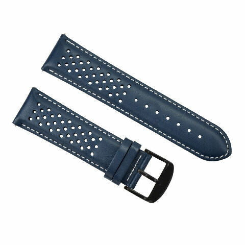 PERFORATED LEATHER RALLY WATCH STRAP BAND - QUICK RELEASE 18-19-20-21-22-23-24MM