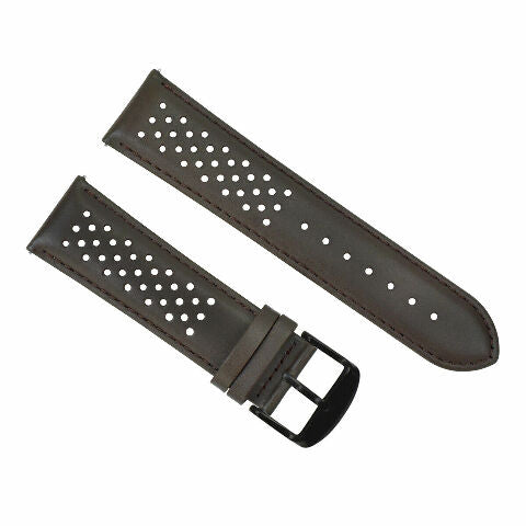 PERFORATED LEATHER RALLY WATCH STRAP BAND - QUICK RELEASE 18-19-20-21-22-23-24MM