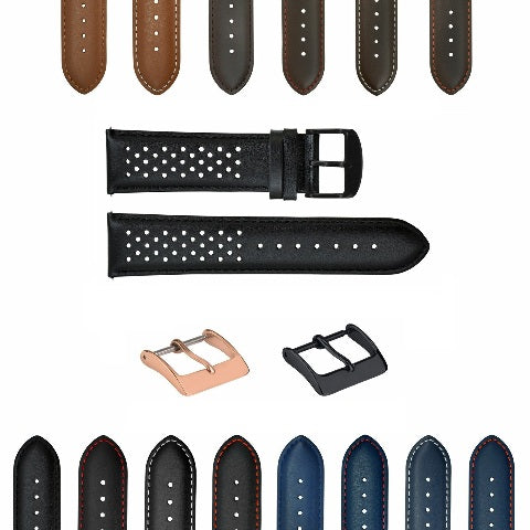 18-19-20-21-22-23-24MM PERFORAT LEATHER WATCH BAND STRAP FOR ROLEX QUICK RELEASE
