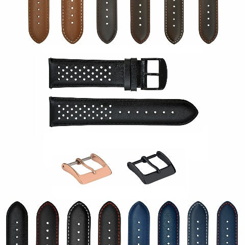 18-19-20-21-22-23-24MM PERFORAT LEATHER WATCH BAND STRAP FOR SEIKO QUICK RELEASE