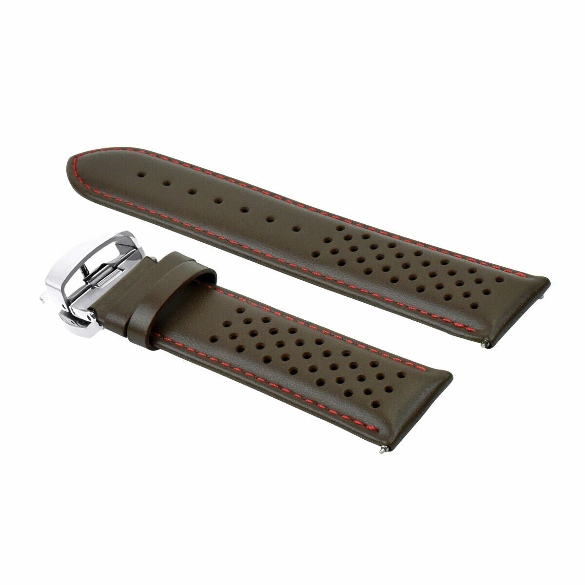 PERFORATED LEATHER RALLY WATCH STRAP BAND - QUICK RELEASE - 20MM