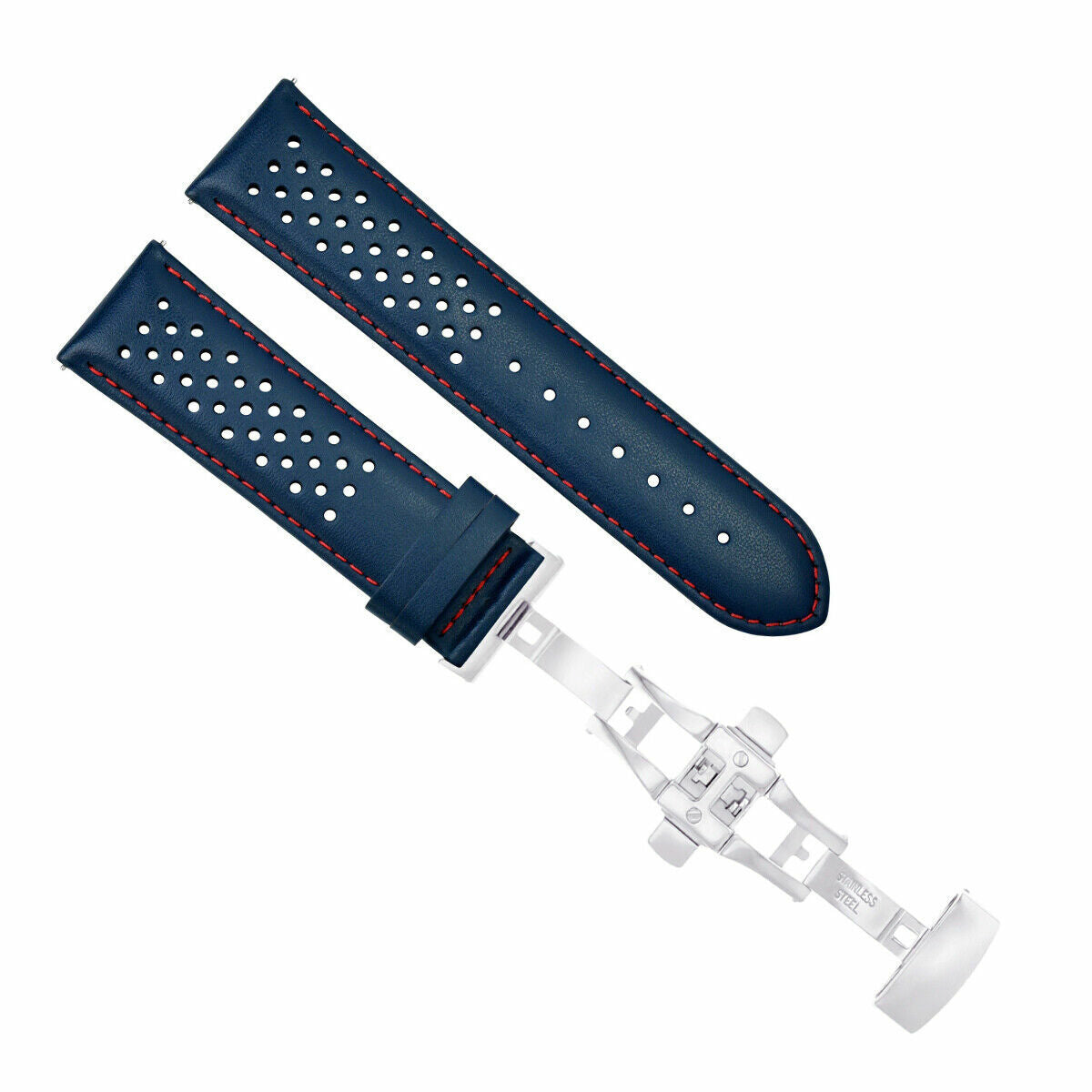 PERFORATED LEATHER WATCH BAND STRAP FOR ORIS QUICK RELEASE - 22MM