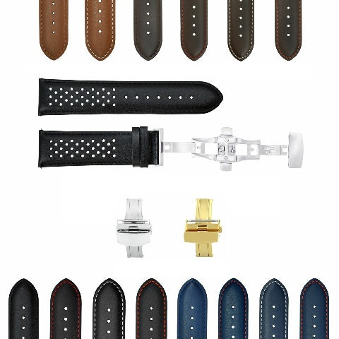 18-19-20-21-22-23-24MM PERFORAT LEATHER WATCH BAND STRAP FOR SEIKO QUICK RELEASE