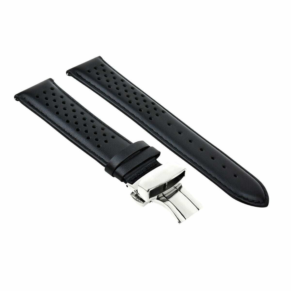 PERFORAT LEATHER WATCH BAND STRAP FOR TAG HEUER EZ RELEASE - 19MM