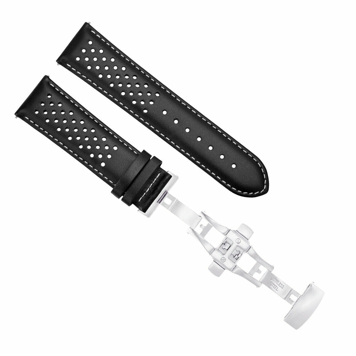 PERFORAT LEATHER WATCH BAND STRAP FOR TAG HEUER EZ RELEASE - 19MM