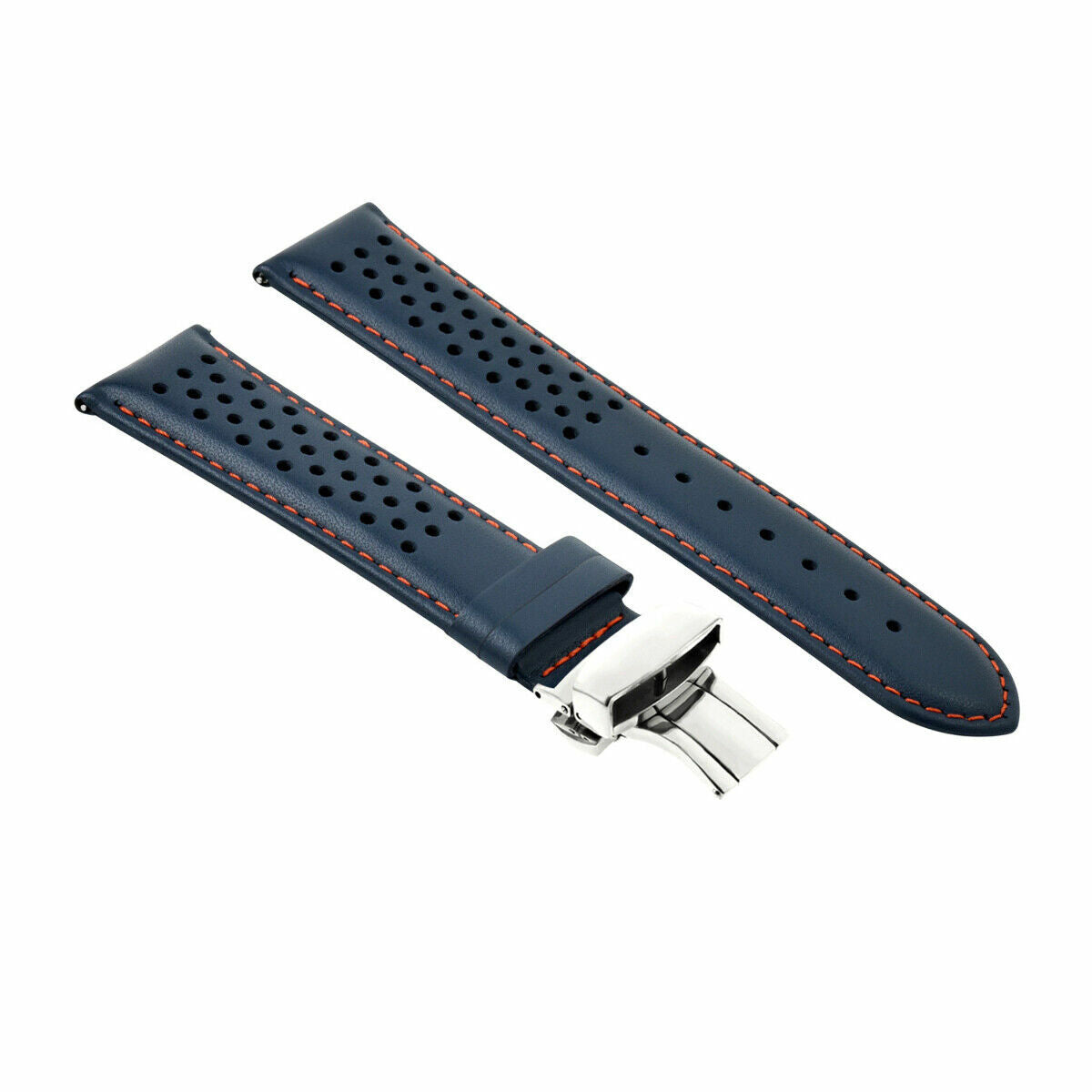 PERFORAT LEATHER WATCH BAND STRAP FOR TAG HEUER EZ RELEASE - 19MM