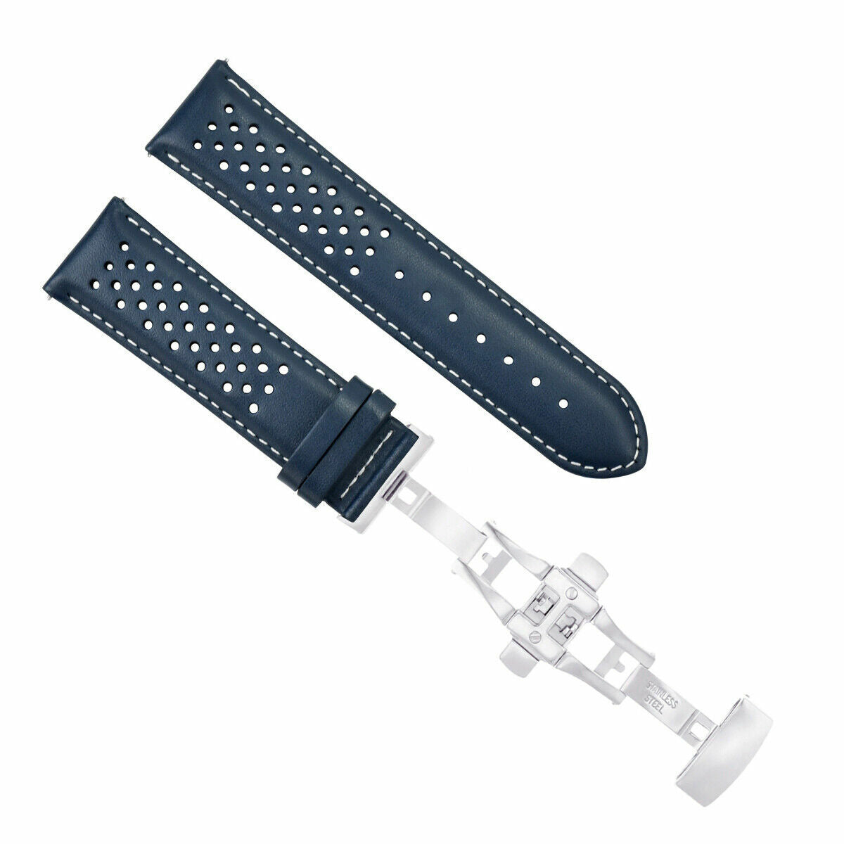 PERFORAT LEATHER WATCH BAND STRAP FOR OMEGA EZ RELEASE - 23MM