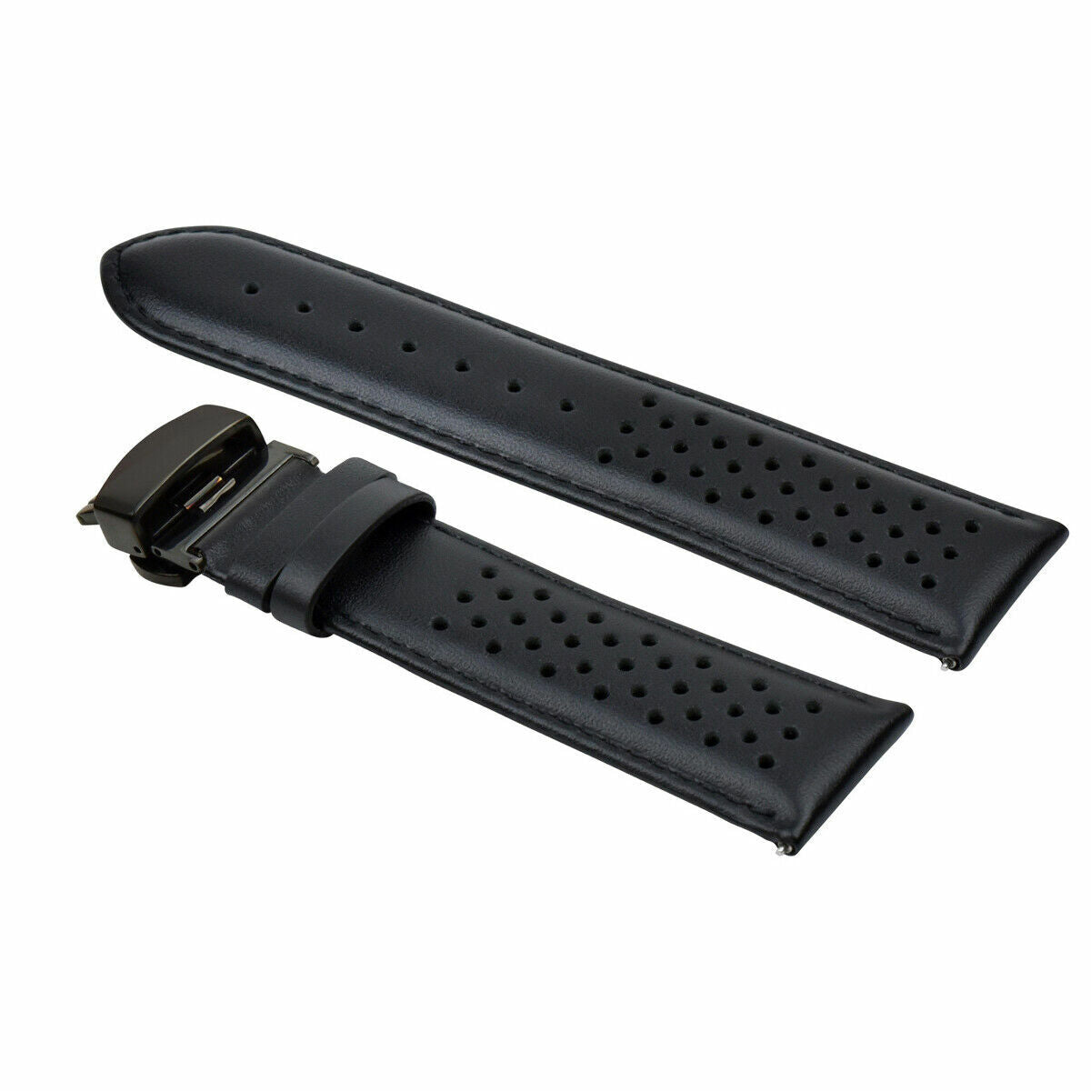 PERFORATED LEATHER RALLY WATCH STRAP BAND - QUICK RELEASE - 22MM
