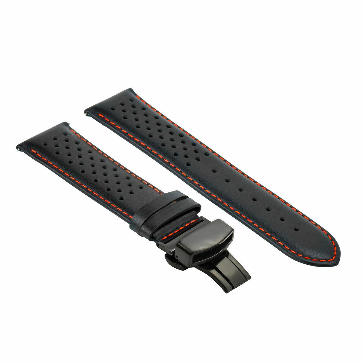 PERFORATED LEATHER RALLY WATCH STRAP BAND - QUICK RELEASE - 22MM