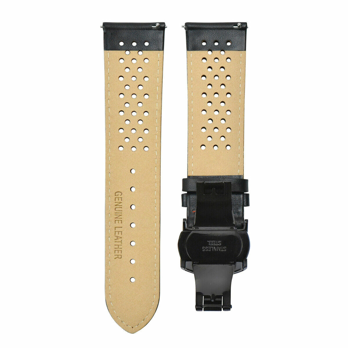 PERFORATED LEATHER RALLY WATCH STRAP BAND - QUICK RELEASE - 22MM