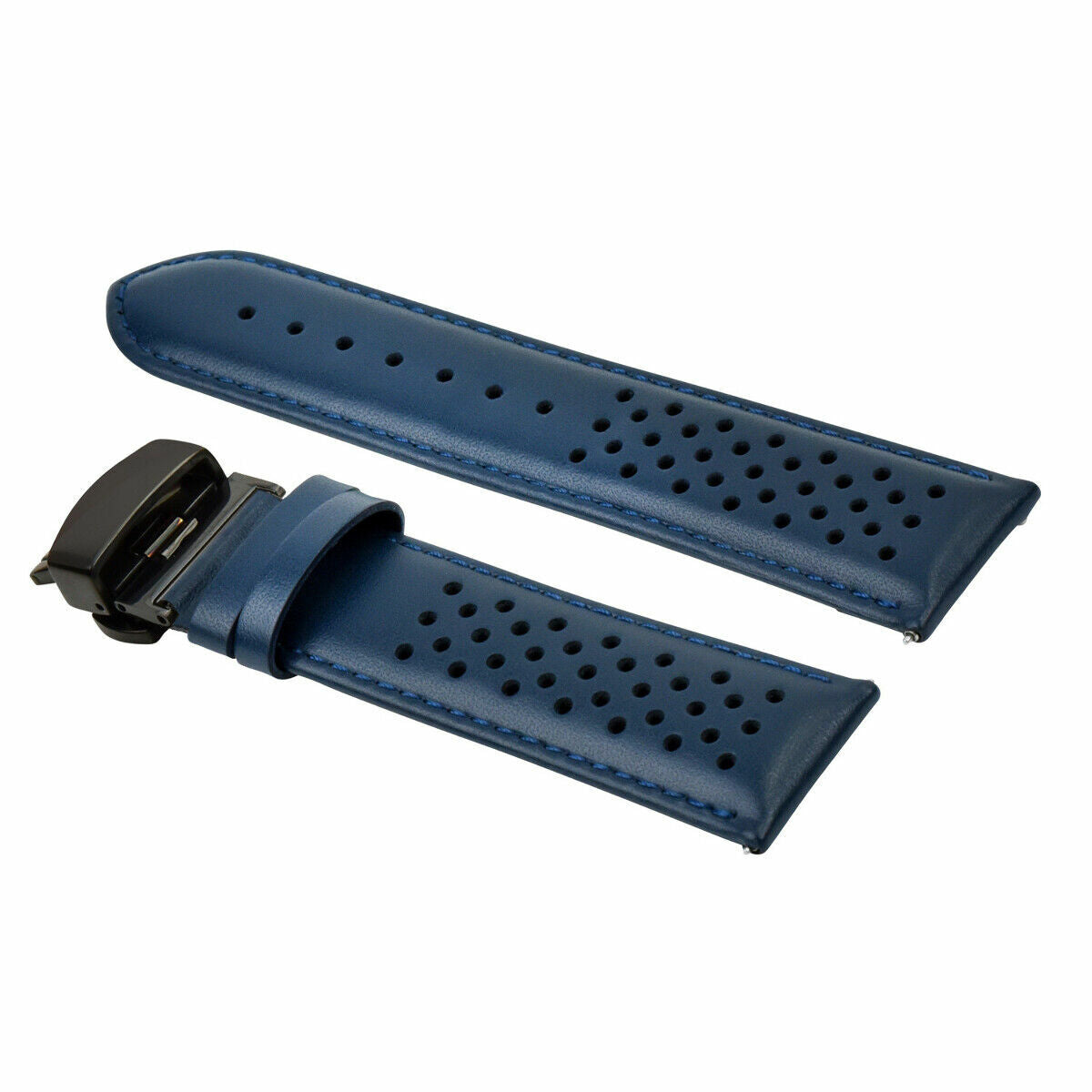 PERFORATED LEATHER RALLY WATCH STRAP BAND - QUICK RELEASE - 22MM