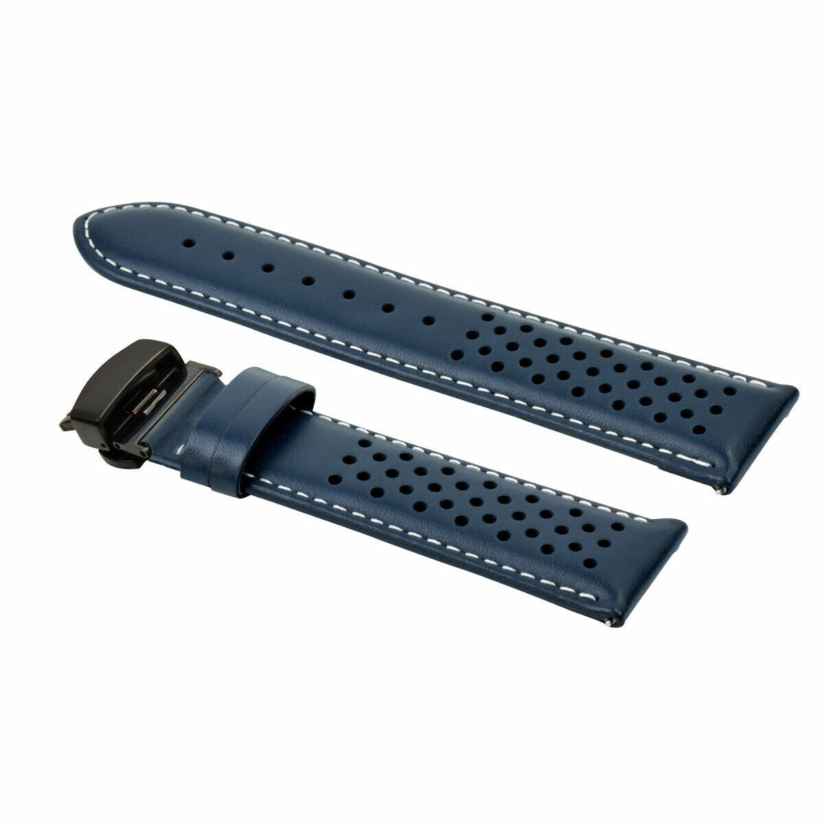 PERFORATED LEATHER RALLY WATCH STRAP BAND - QUICK RELEASE - 22MM