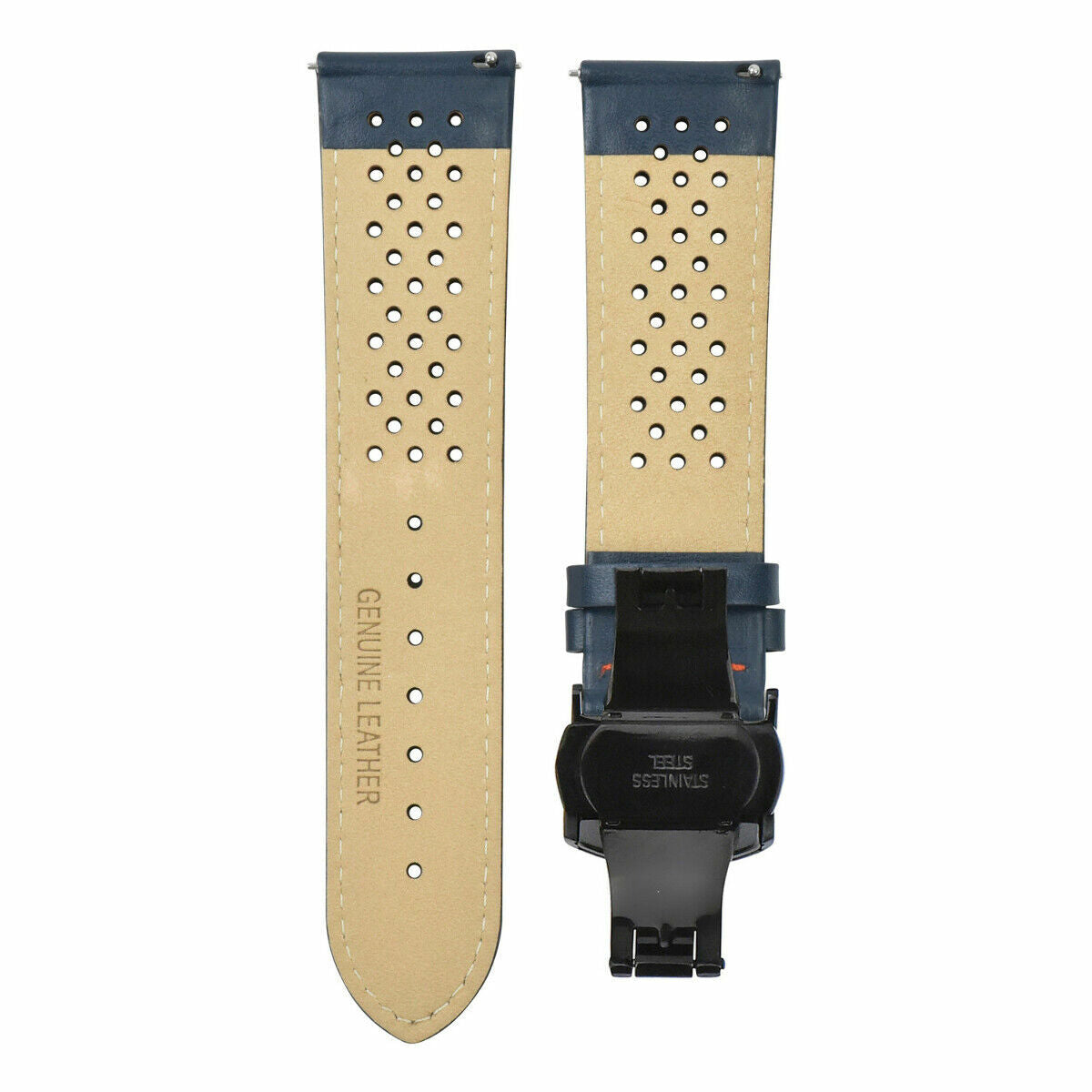 PERFORATED LEATHER RALLY WATCH STRAP BAND - QUICK RELEASE - 22MM