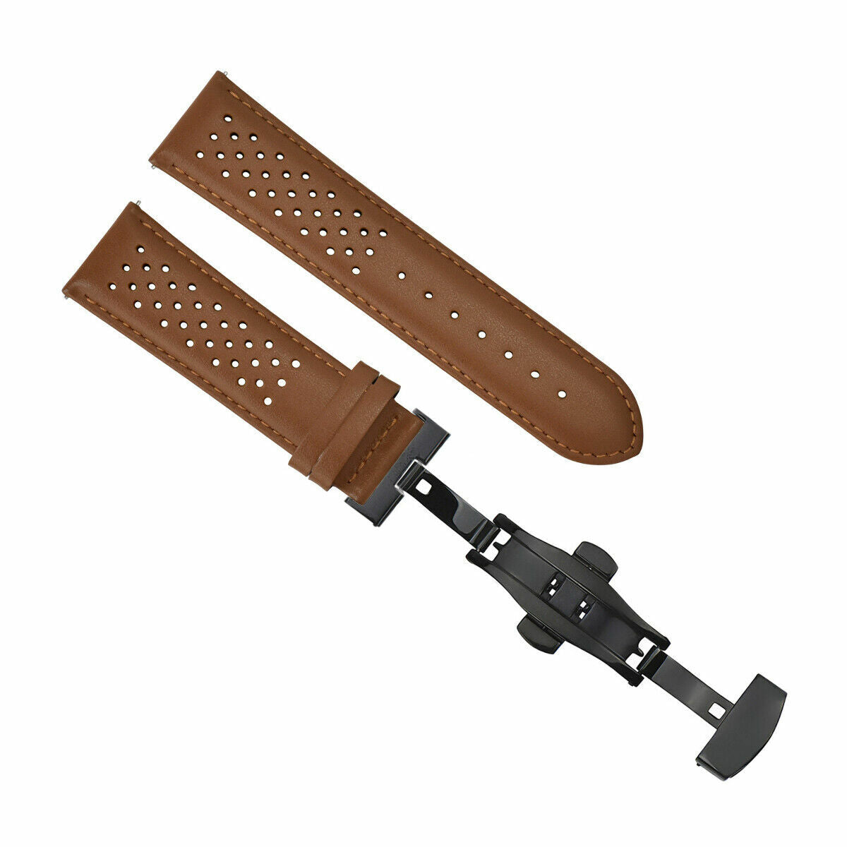PERFORATED LEATHER RALLY WATCH STRAP BAND - QUICK RELEASE - 22MM
