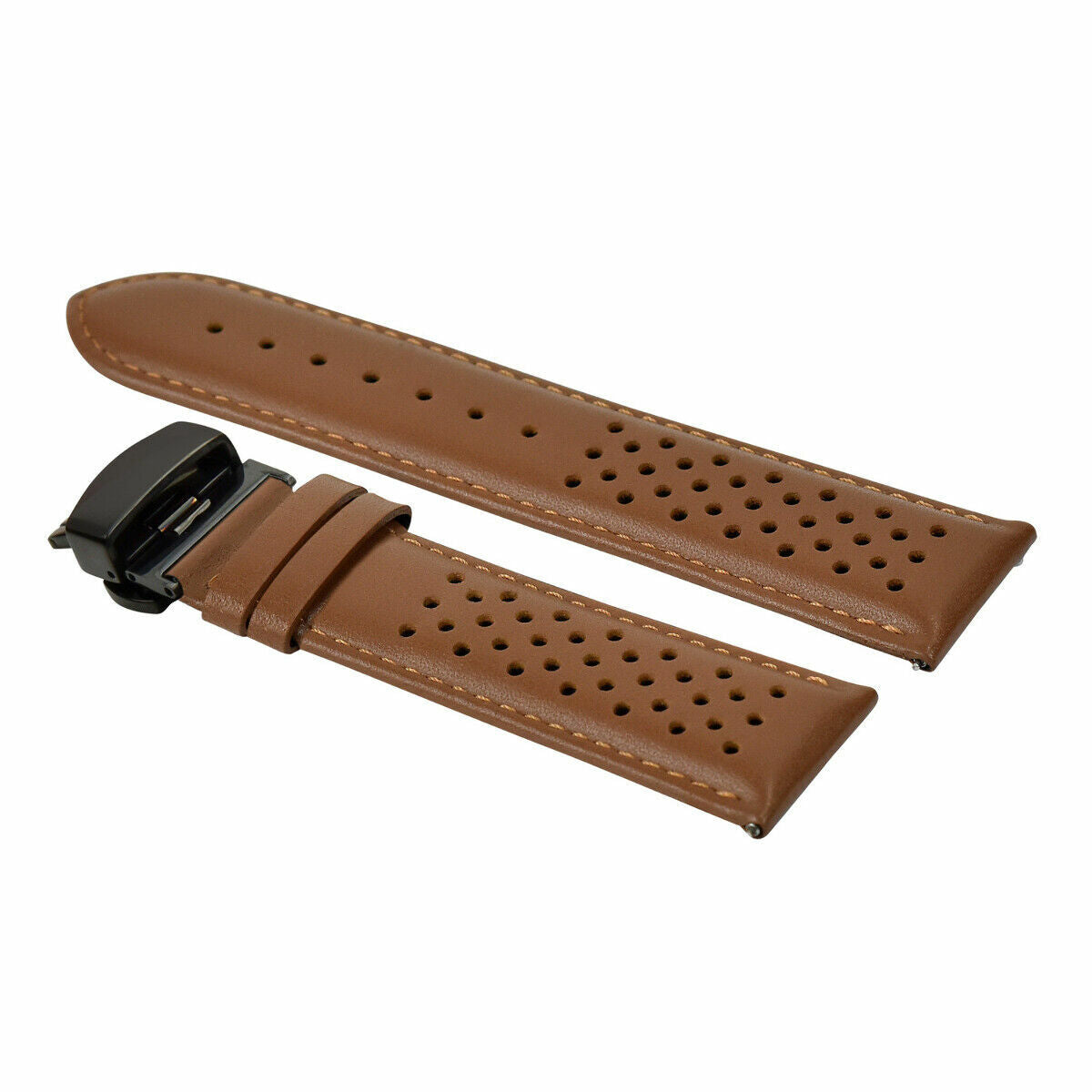 PERFORATED LEATHER RALLY WATCH STRAP BAND - QUICK RELEASE - 22MM
