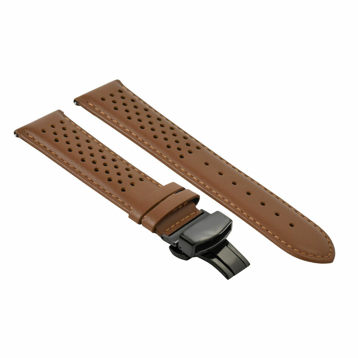 PERFORATED LEATHER RALLY WATCH STRAP BAND - QUICK RELEASE - 22MM