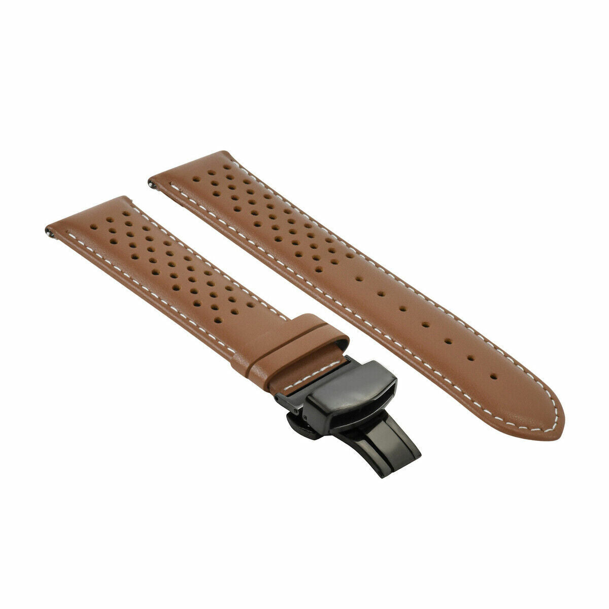 PERFORATED LEATHER RALLY WATCH STRAP BAND - QUICK RELEASE - 22MM