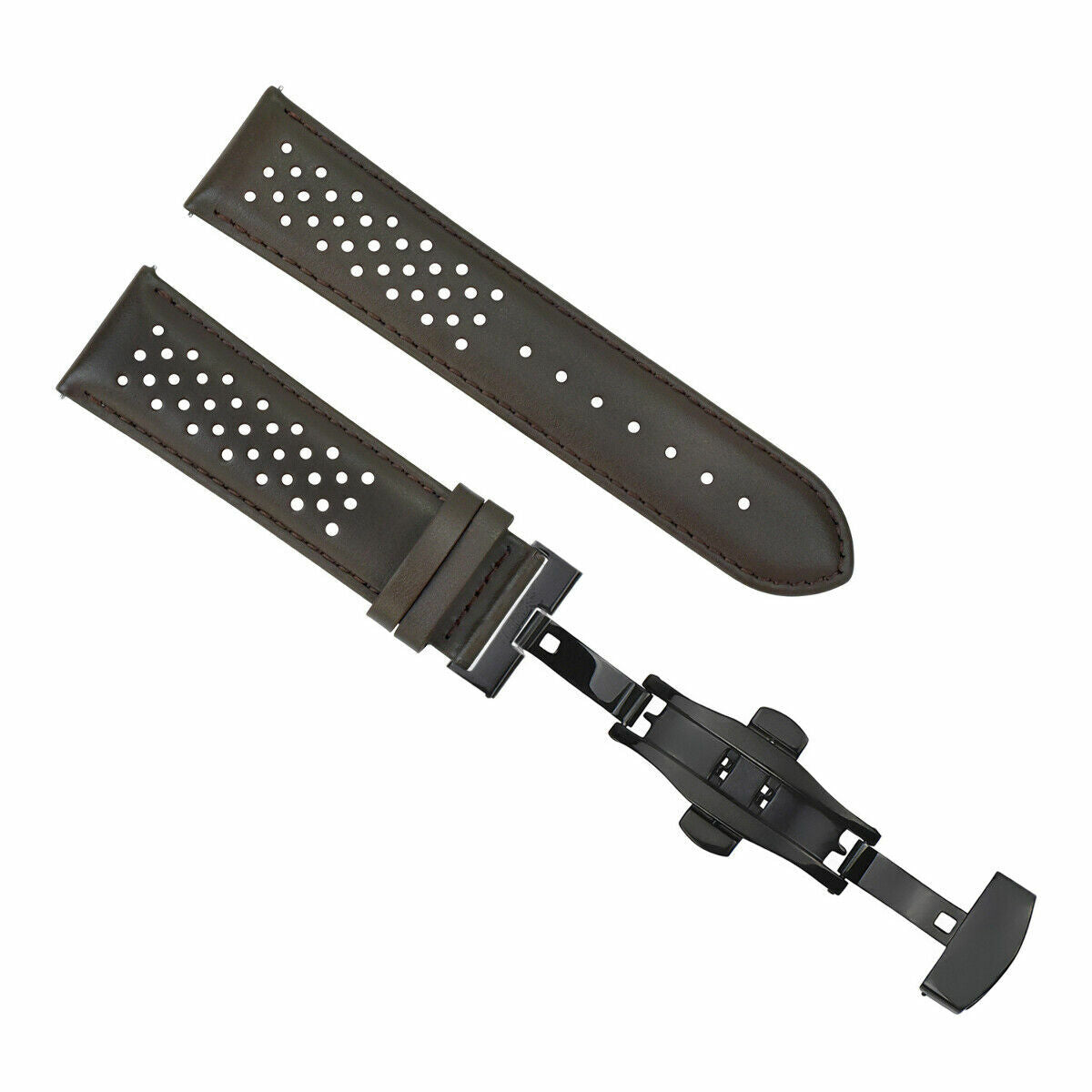 PERFORATED LEATHER RALLY WATCH STRAP BAND - QUICK RELEASE - 22MM