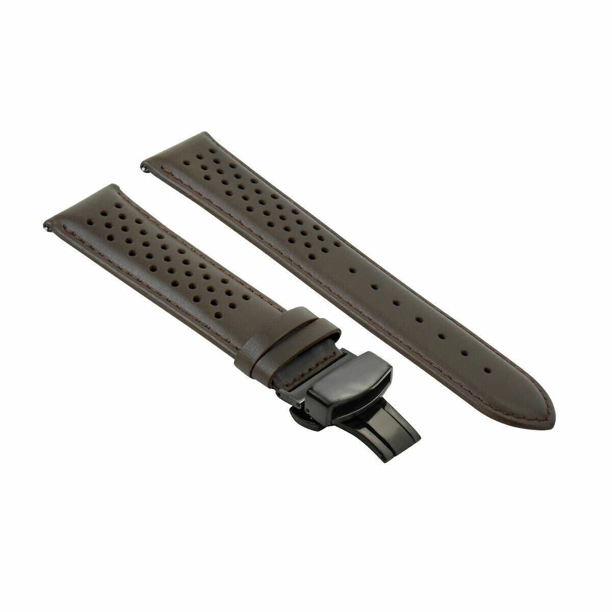PERFORATED LEATHER RALLY WATCH STRAP BAND - QUICK RELEASE - 22MM