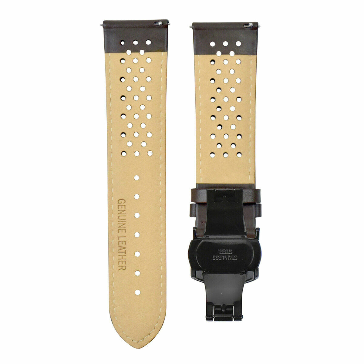 PERFORATED LEATHER RALLY WATCH STRAP BAND - QUICK RELEASE - 22MM
