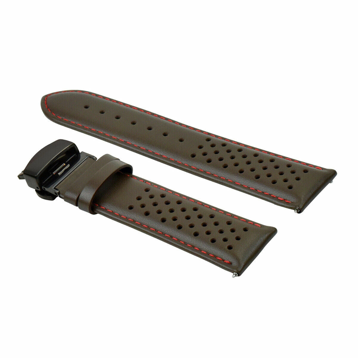 PERFORATED LEATHER RALLY WATCH STRAP BAND - QUICK RELEASE - 22MM