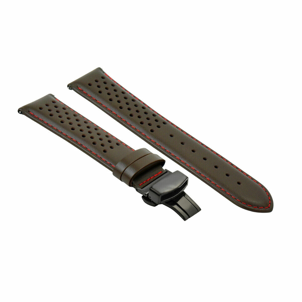 PERFORATED LEATHER RALLY WATCH STRAP BAND - QUICK RELEASE - 22MM