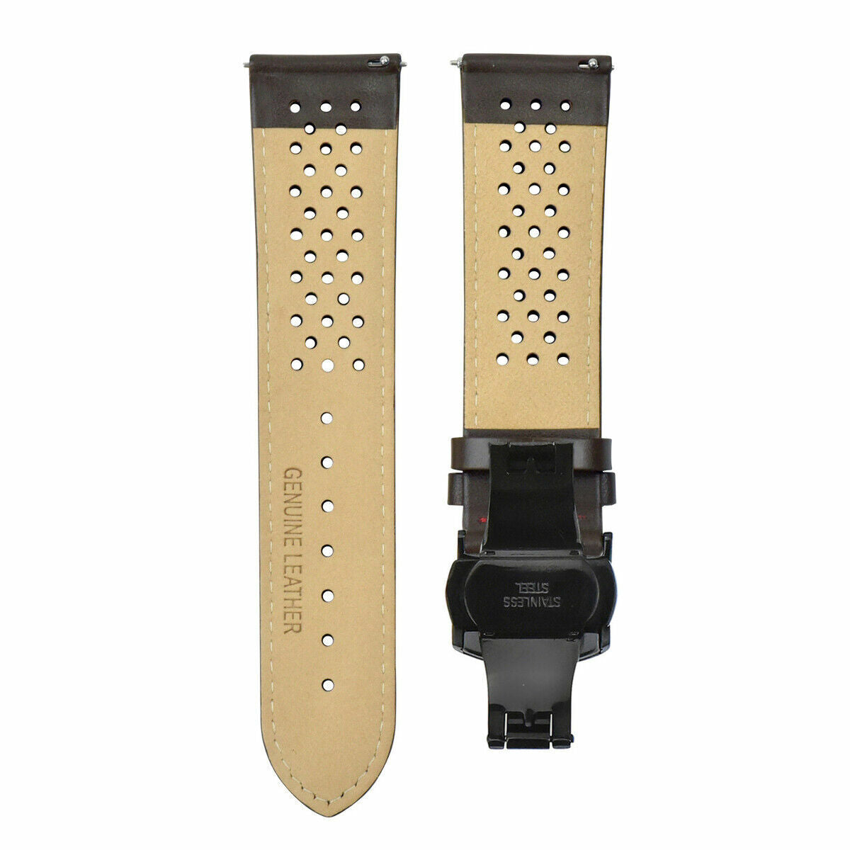 PERFORATED LEATHER RALLY WATCH STRAP BAND - QUICK RELEASE - 22MM