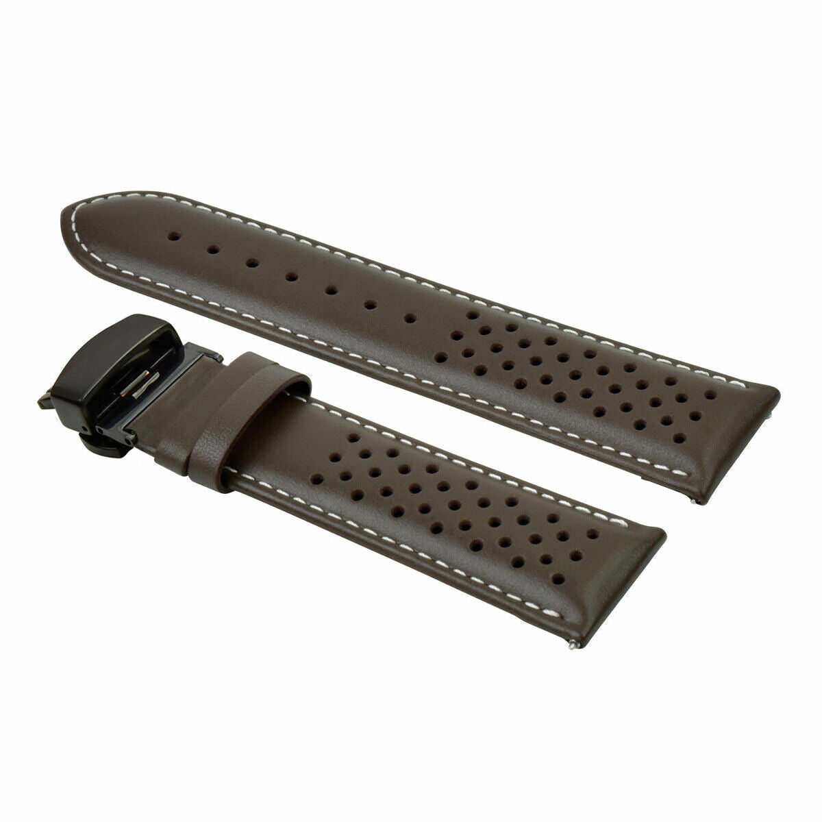 PERFORATED LEATHER RALLY WATCH STRAP BAND - QUICK RELEASE - 22MM