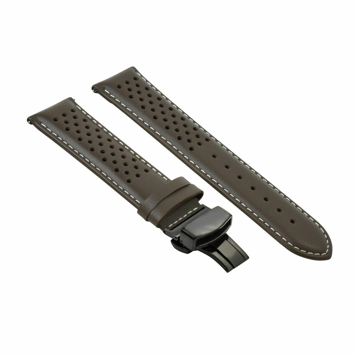 PERFORATED LEATHER RALLY WATCH STRAP BAND - QUICK RELEASE - 22MM